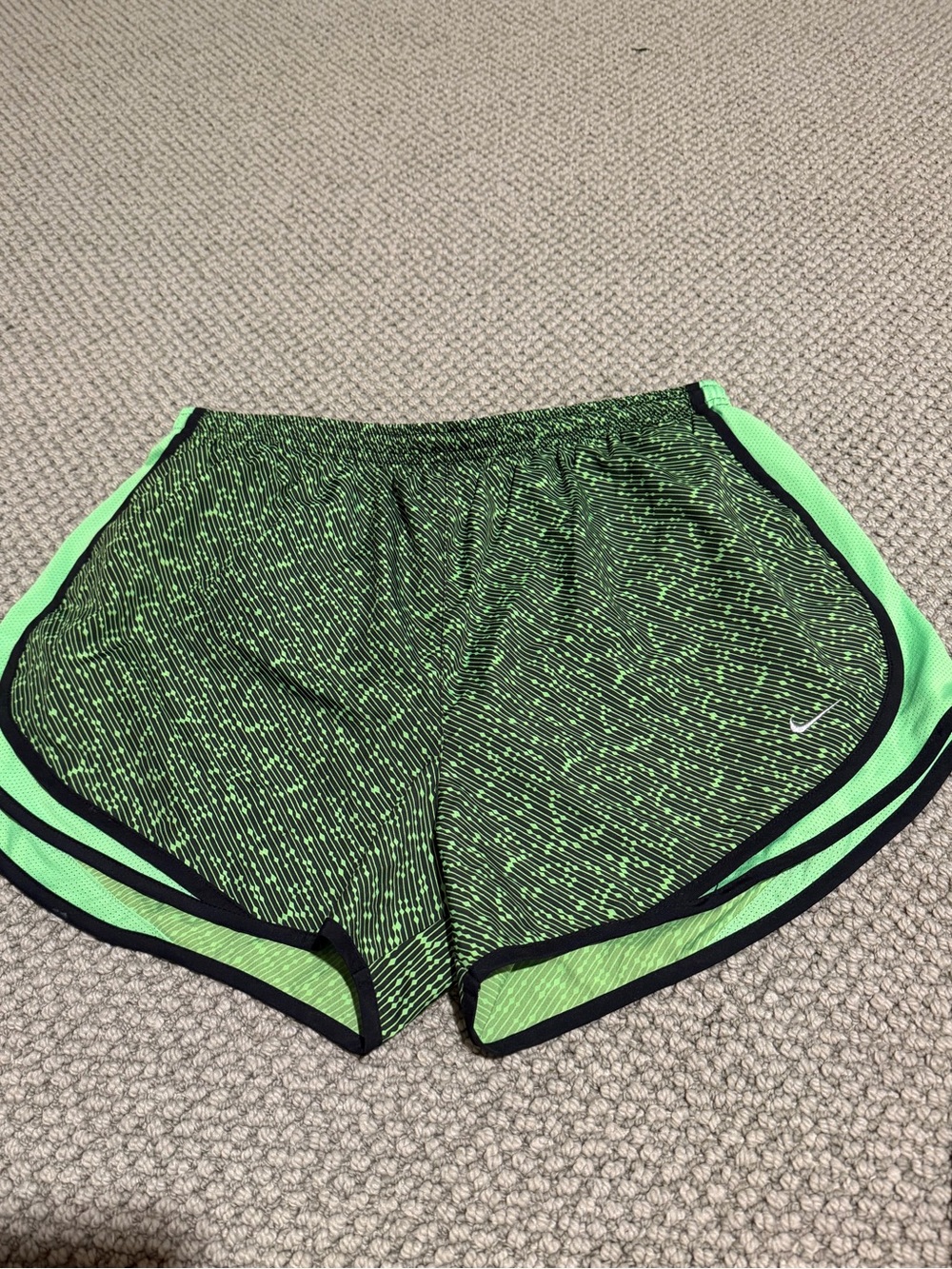 Nike Women's Neon Green & Black Athletic Shorts